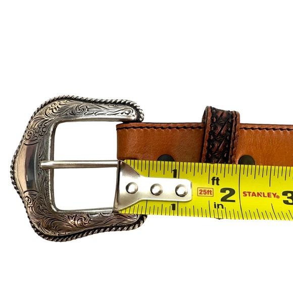 Justin 125 Year Studded Belt Leather Brown Women's Cowgirl Size: 34 - Picture 9 of 14